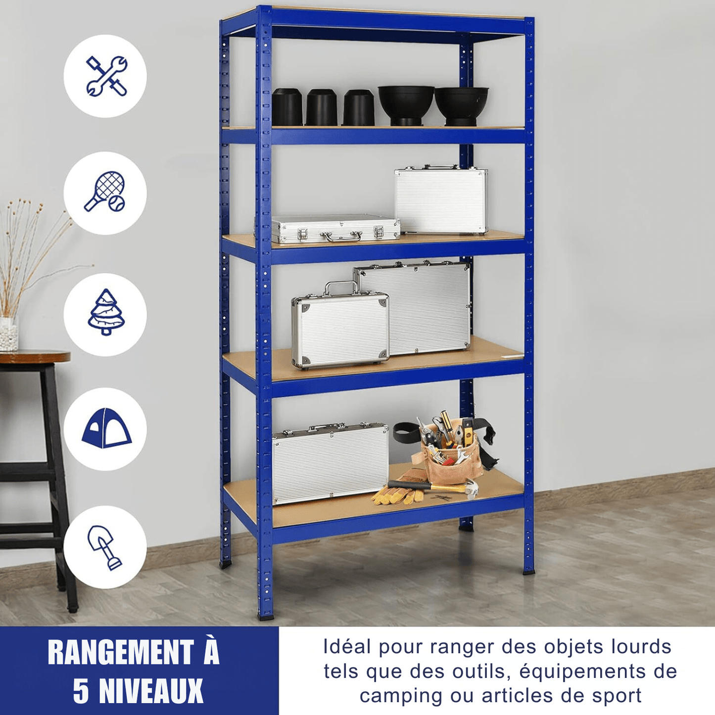 Étagère Métallique - MegaRack™ - Bleu - Accessoires Maison Design