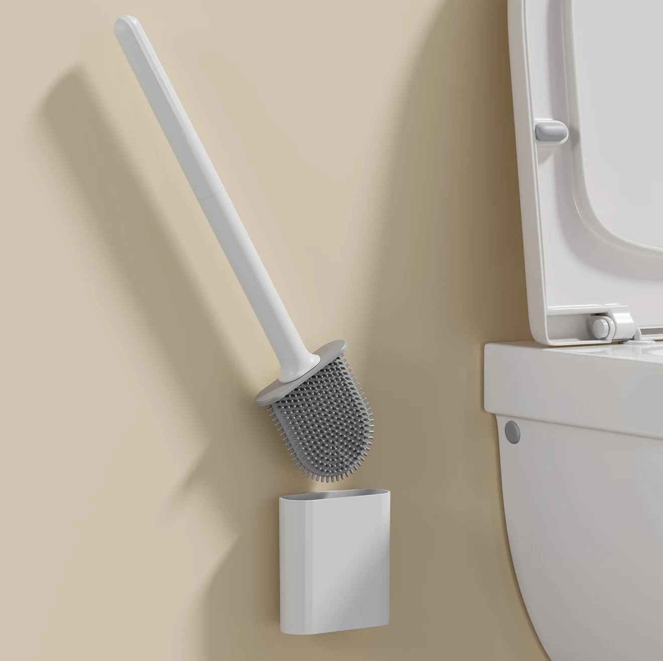 Brosse wc murale blanche ultra adhésive, ergonomique et durable